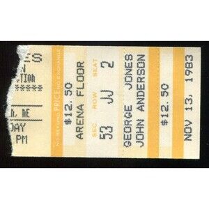 Vintage 1983 George Jones John Anderson Concert Ticket Stub Lincoln NE